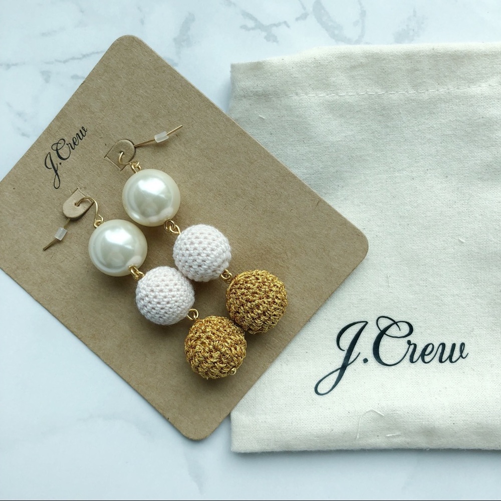 LAST J.Crew Crochet bead-and-pearl drop earrings - Picture 2 of 4